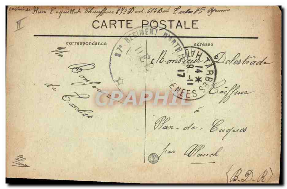 CPA Poste Tarbes Le nouvel Hotel des Postes et Telegraphes — Rückseite