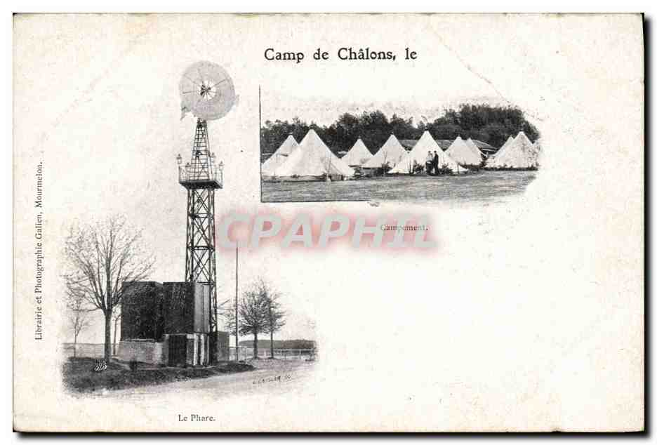 CPA Moulin a vent Camp de Chalons Campement Le phare
