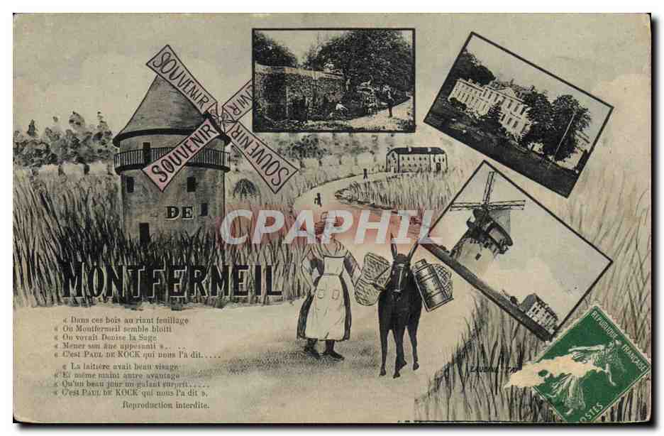 Montfermeil — Moulin à vent et paysage — Souvenir de Montfermeil