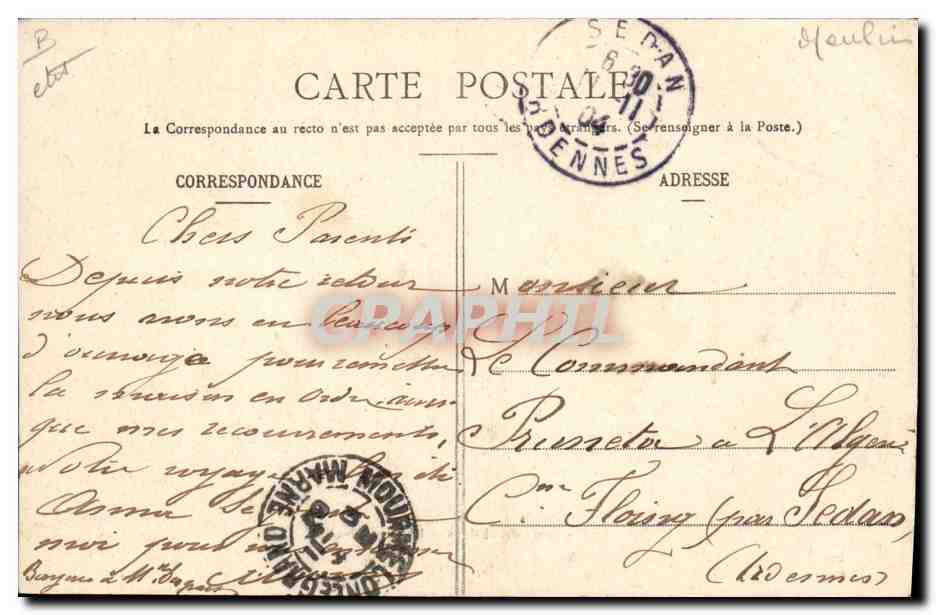 Camp de Châlons — Le Vieux Moulin — Phot. Locart, Mourmelon — Reverso
