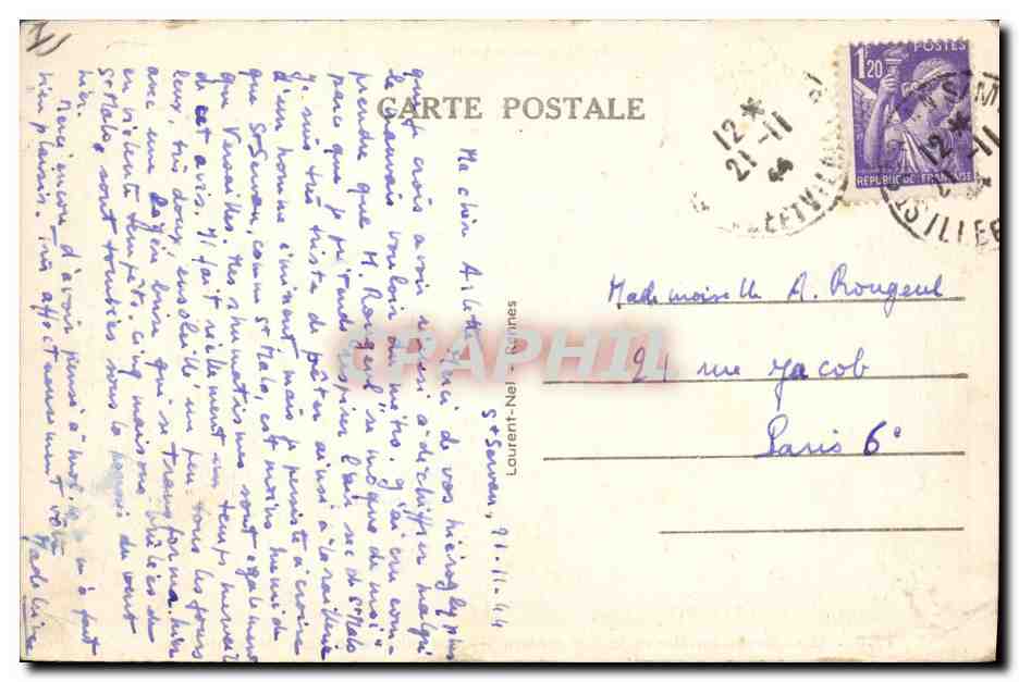 CPA Bateau de Peche Saint Servan en Mer et la cite d'Aleth Vue prise de la rade de Saint Malo — Verso