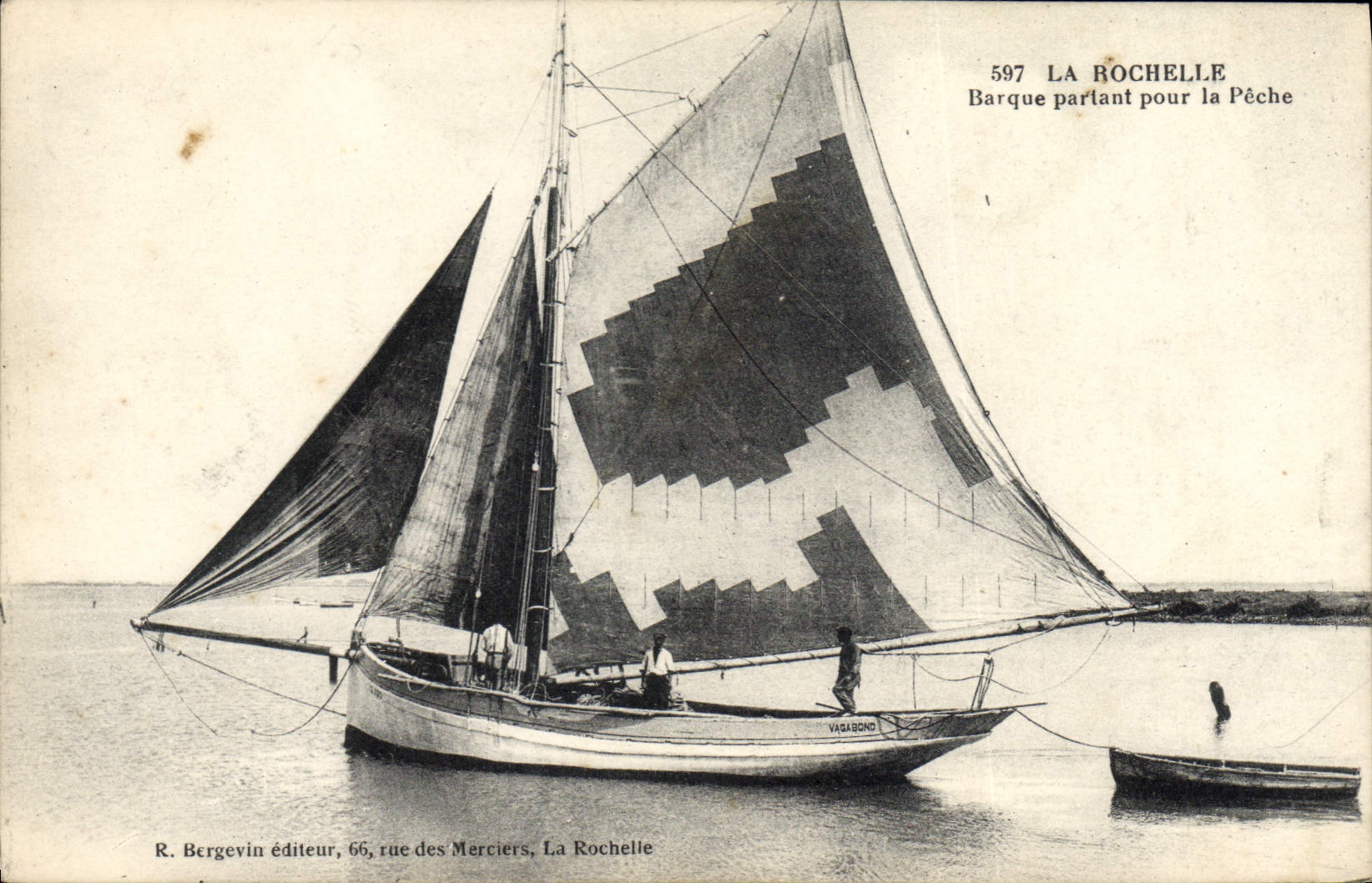 La Rochelle — Barque partant pour la Pêche — R. Bergevin éditeur, 66, rue des Merciers, La Rochelle