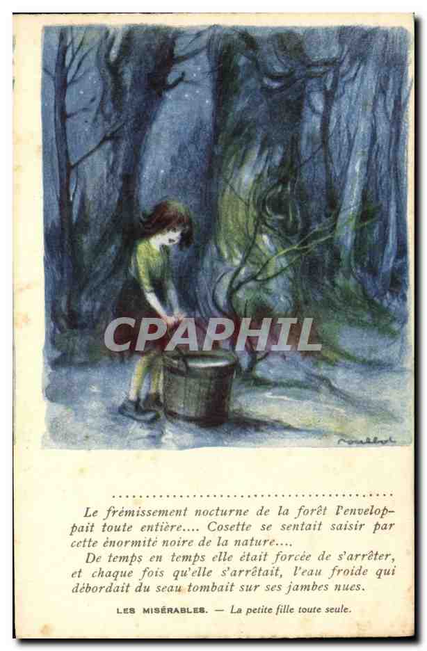 CPA Fantaisie Illustrateur Poulbot Victor Hugo Les Miserables La petite fille toute seule