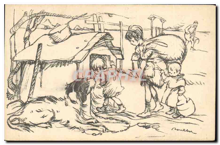 CPA Fantaisie Illustrateur Poulbot Chien