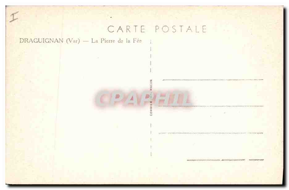 CPA Dolmen Menhir Draguignan La pierre de le fee — Rückseite