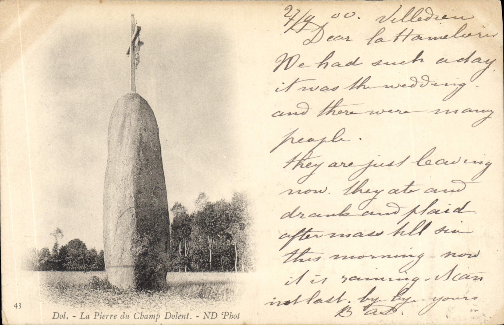 CPA Dolmen Menhir Dol la pierre du Champ Dolent