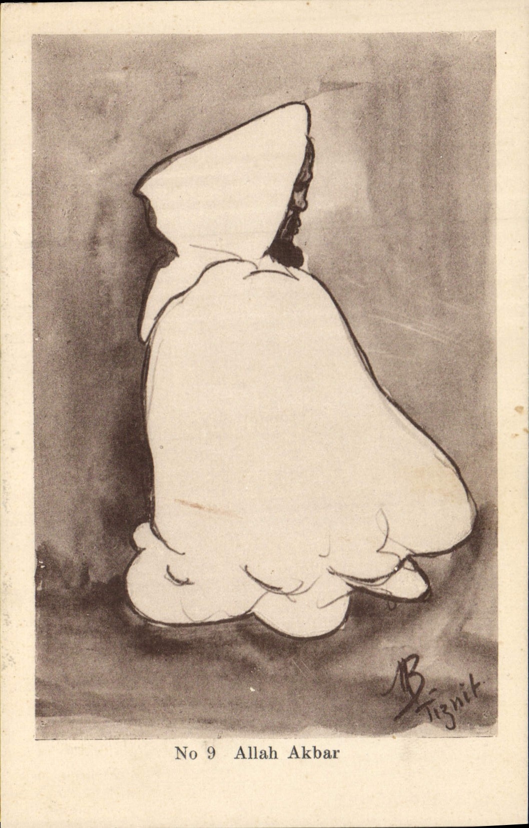 CPA Fantaisie Illustrateur Afrique du Nord Allah Akbar