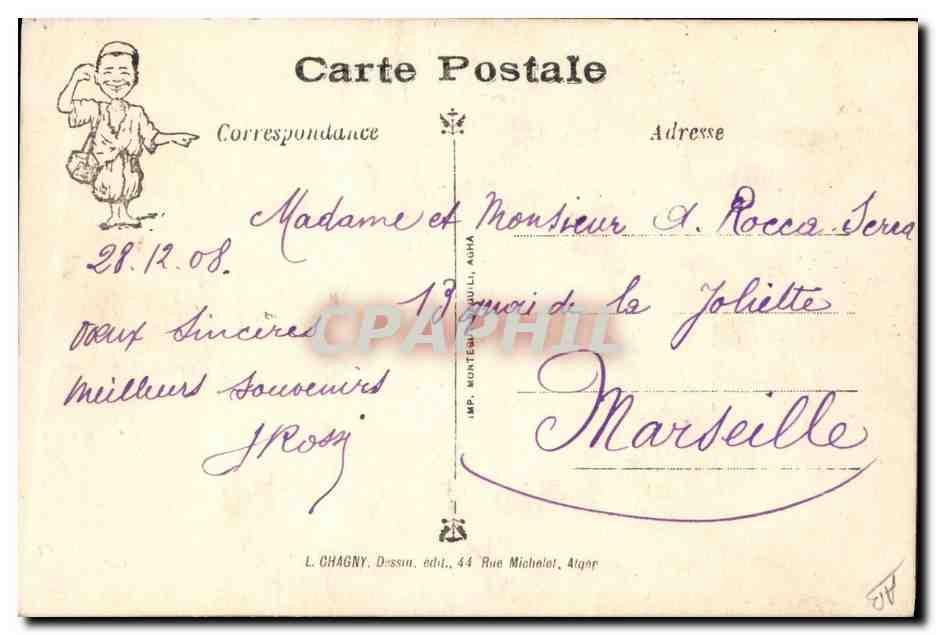 CPA Fantaisie Illustrateur Afrique du Nord Bonne Annee — Rückseite