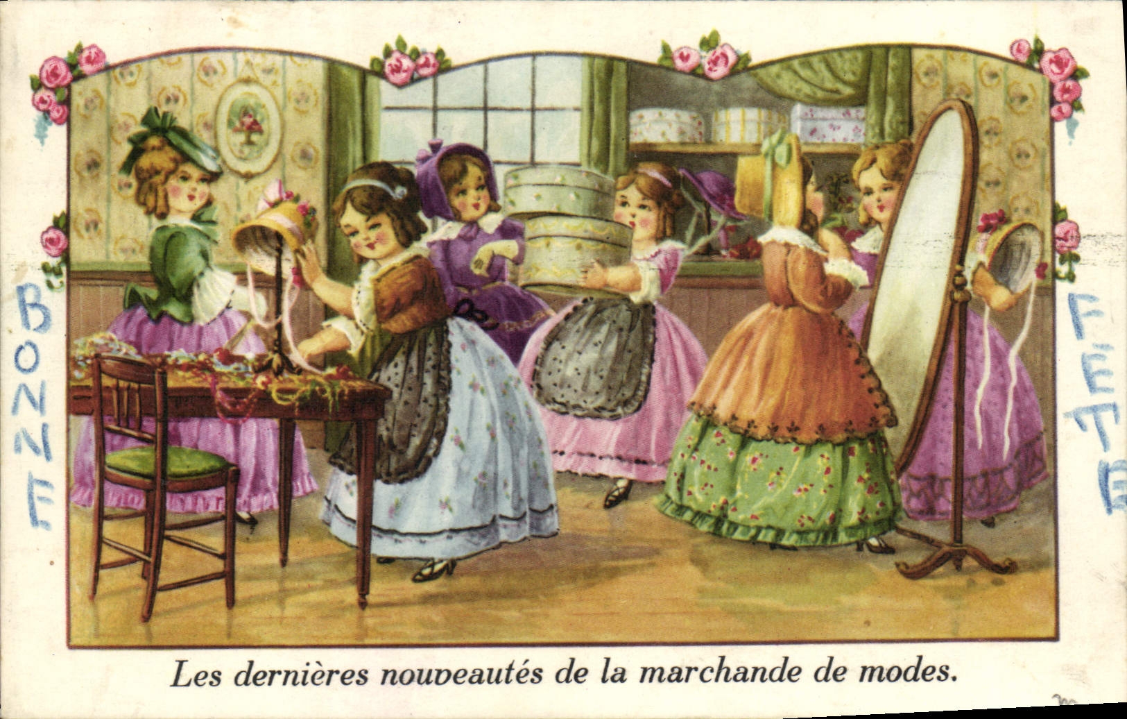 CPA Fantaisie Illustrateur Les dernieres nouveautes de la marchande de modes 