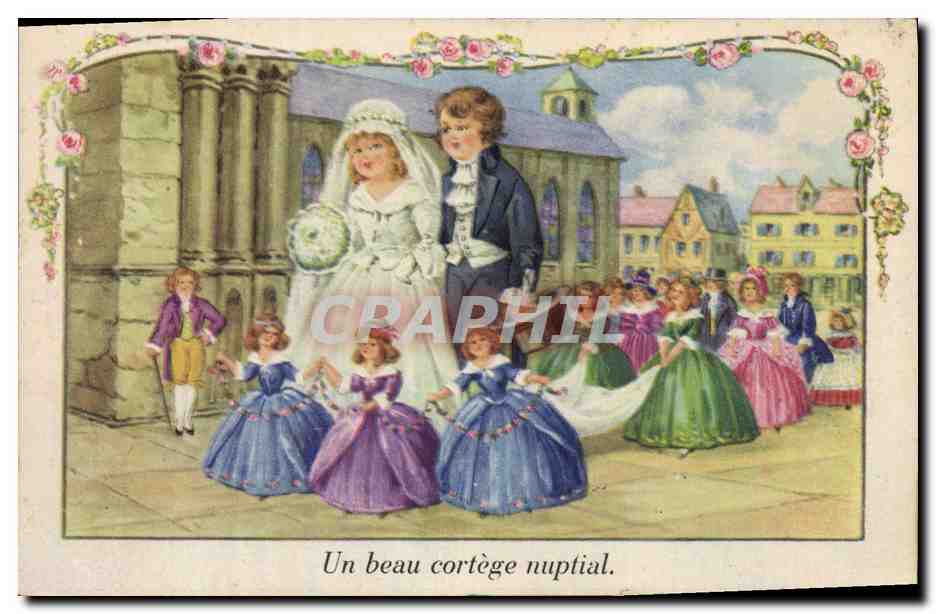 CPA Fantaisie Illustrateur Un beau cortege nuptial