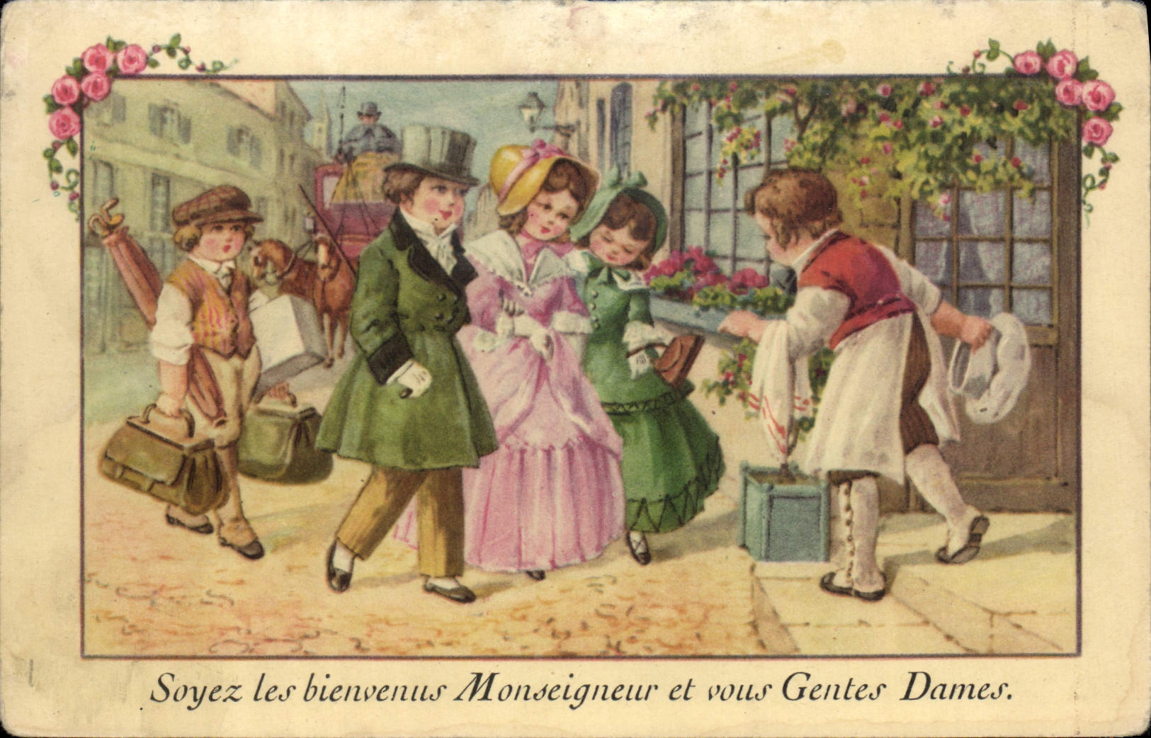CPA Fantaisie Illustrateur Soyez les bienvenus Monseigneur et vous Gentes Dames