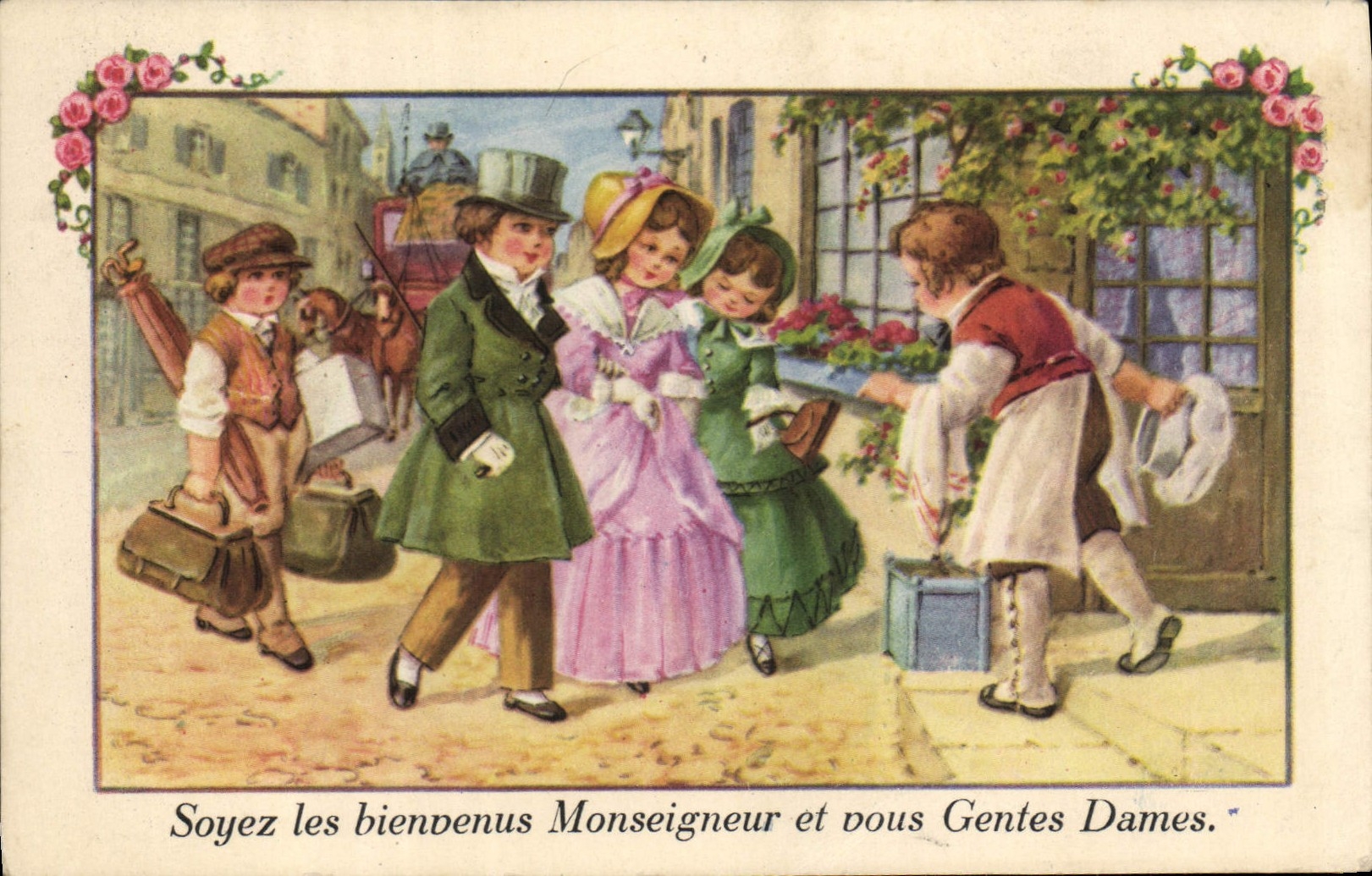 CPA Fantaisie Illustrateur Soyez les bienvenus Monseigneur et vous Gentes Dames