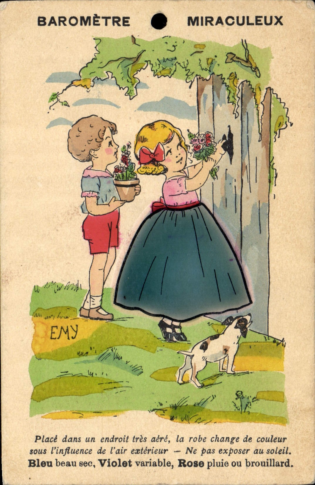 CPA Fantaisie Illustrateur Enfants Barometre Miraculeux Chien