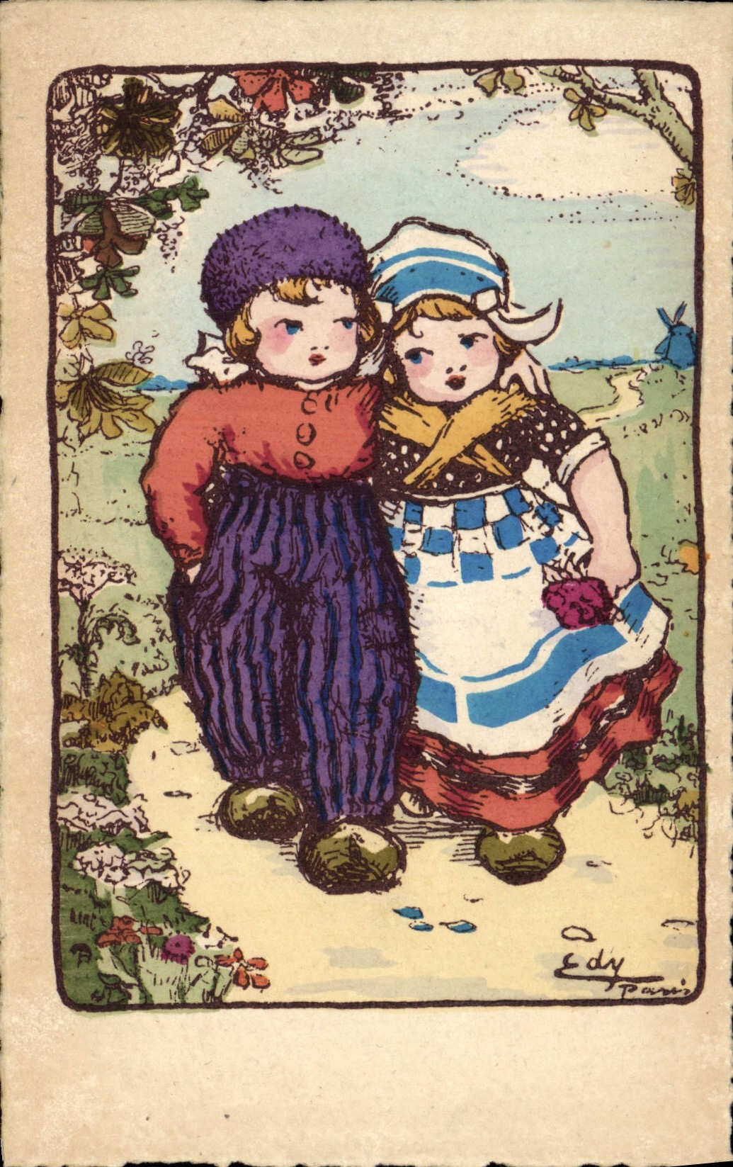 Deux enfants — illustration — Edy, Paris