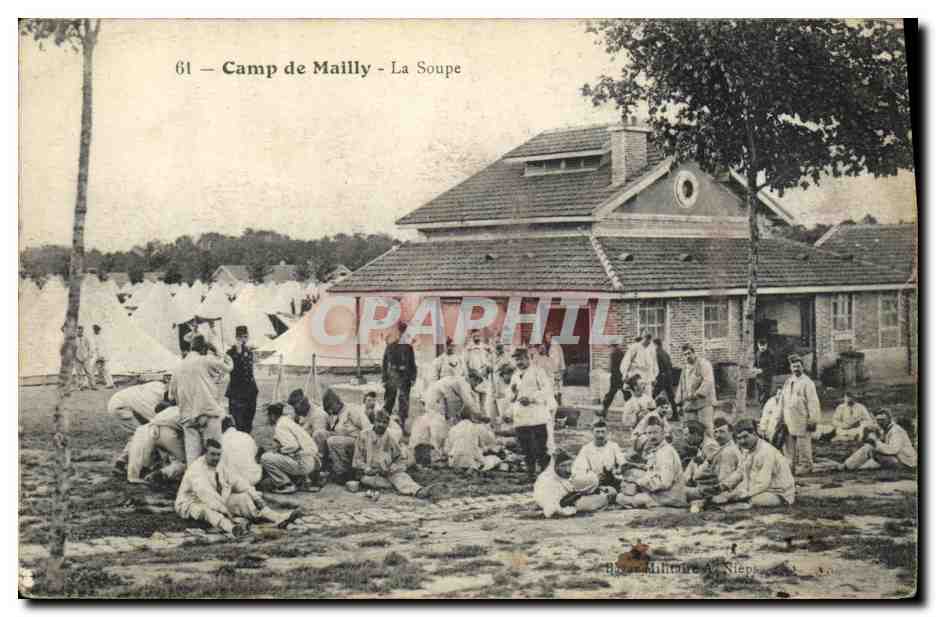 CPA Fantaisie Militaria Camp de Mailly La soupe 