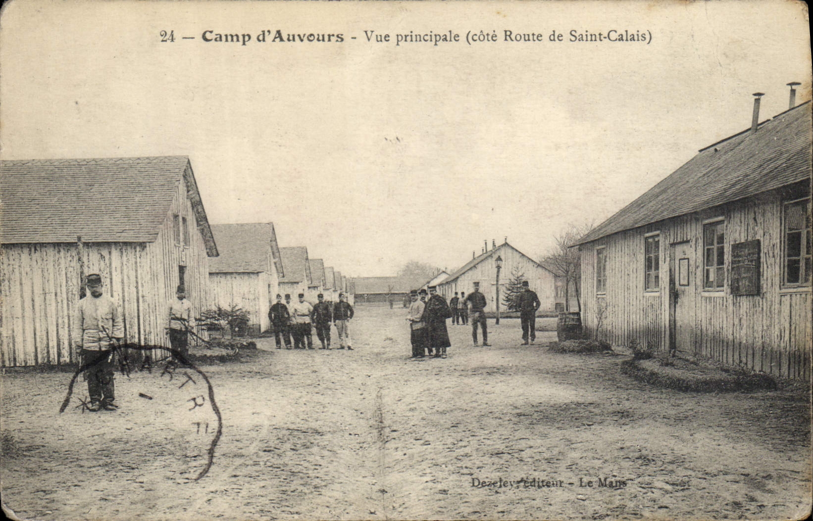 CPA Fantaisie Militaria Camp d'Auvours Vue principale cote route de Saint Calais 