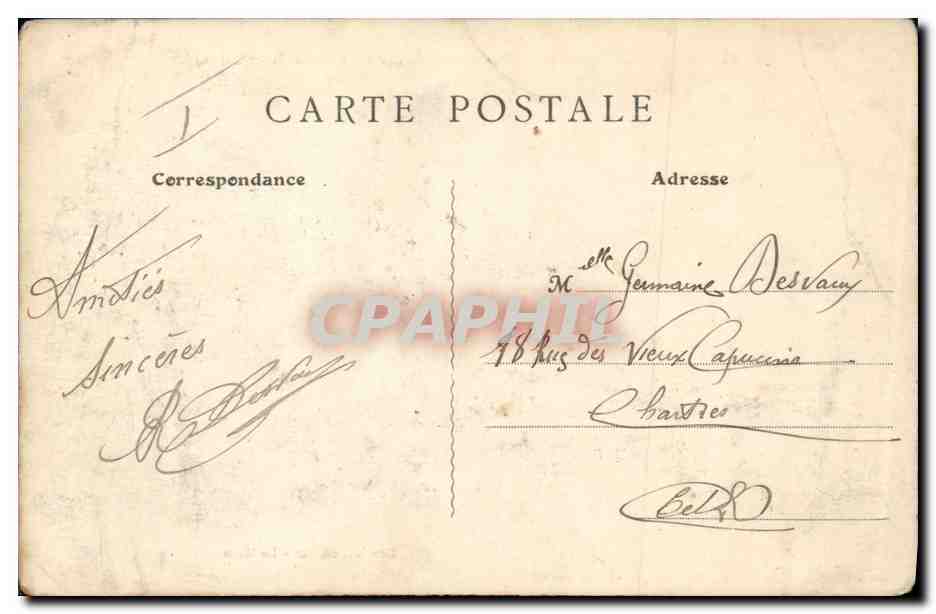 CPA Fantaisie Militaria Camp d'Auvours Vue principale cote route de Saint Calais  — Rückseite