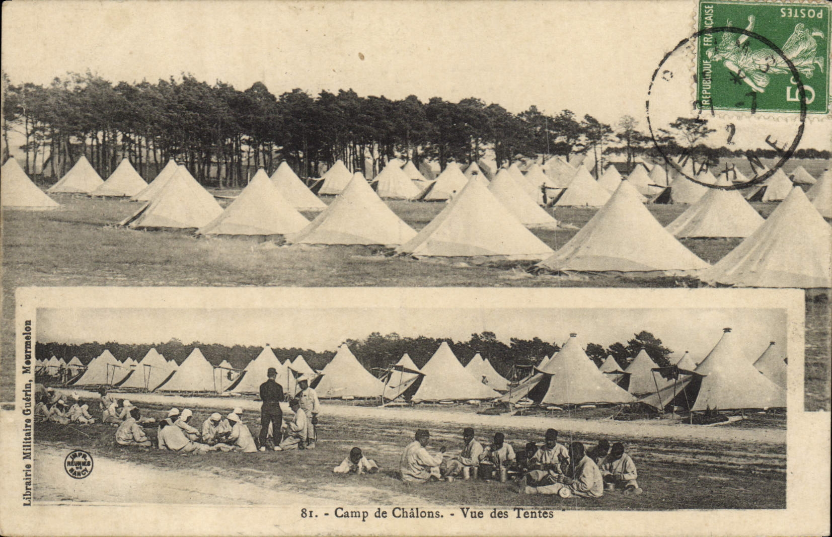 CPA Fantaisie Militaria Camp de Chalons Vue des tentes