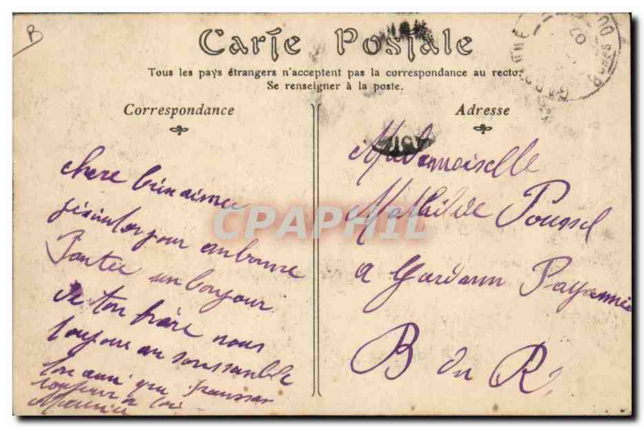 CPA Fantaisie Militaria Alpes Maritimes Infanterie de ligne au camp dans la montagne — Rückseite
