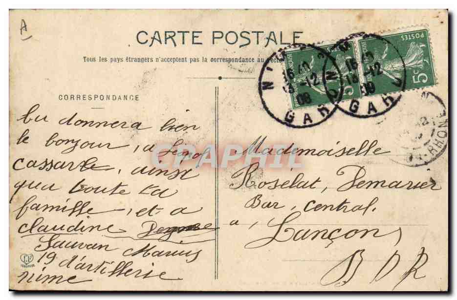 Artillerie de Campagne — Passage à Guk — 6e régiment — Phototypie Labouche Frères Toulouse — Reverso