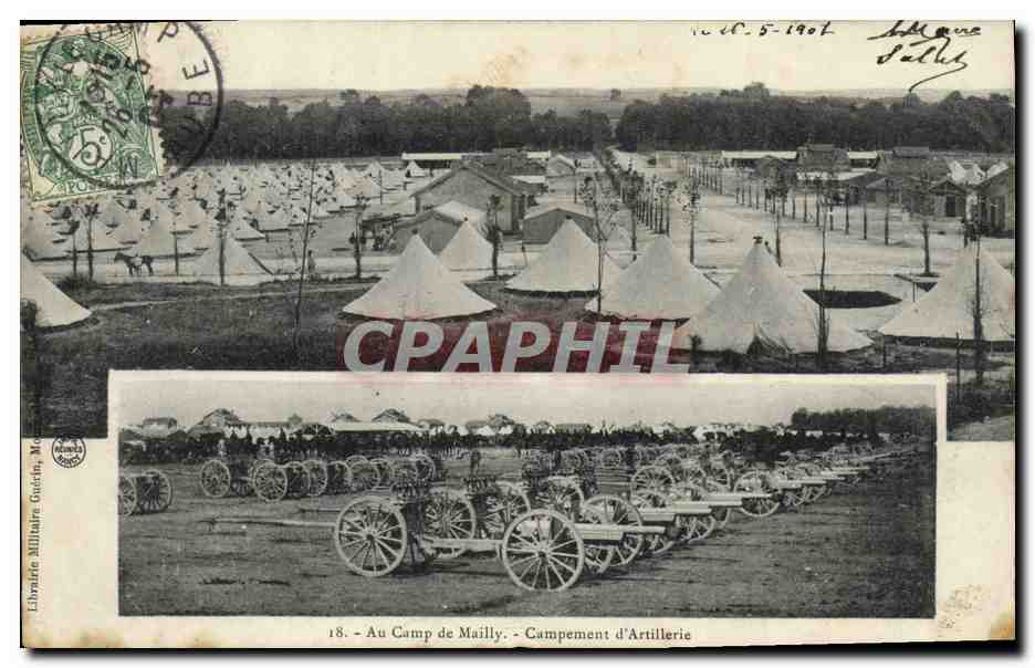 CPA Fantaisie Militaria Au camp de Mailly Campement d'artillerie 