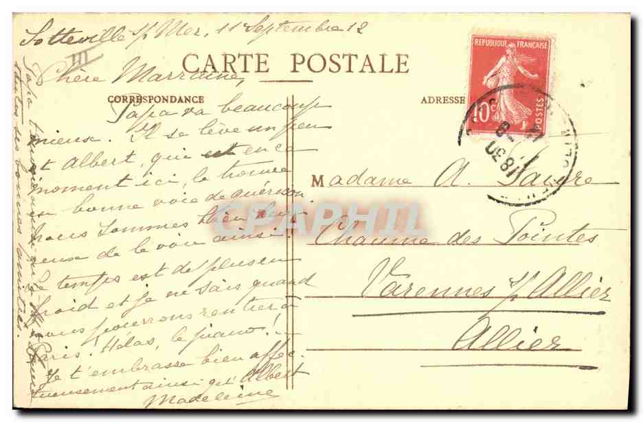 CPA Folklore Environs de Dieppe — Rückseite