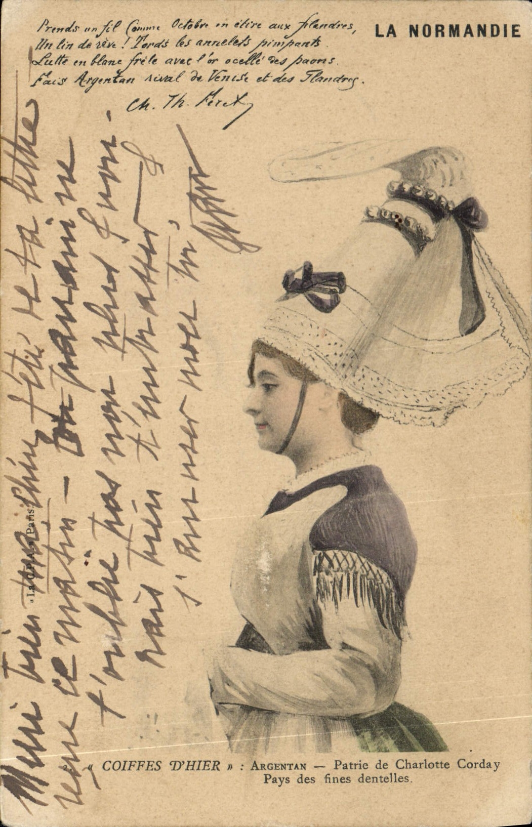CPA Folklore Normandie Argentan Patrie de Charlotte Corday 