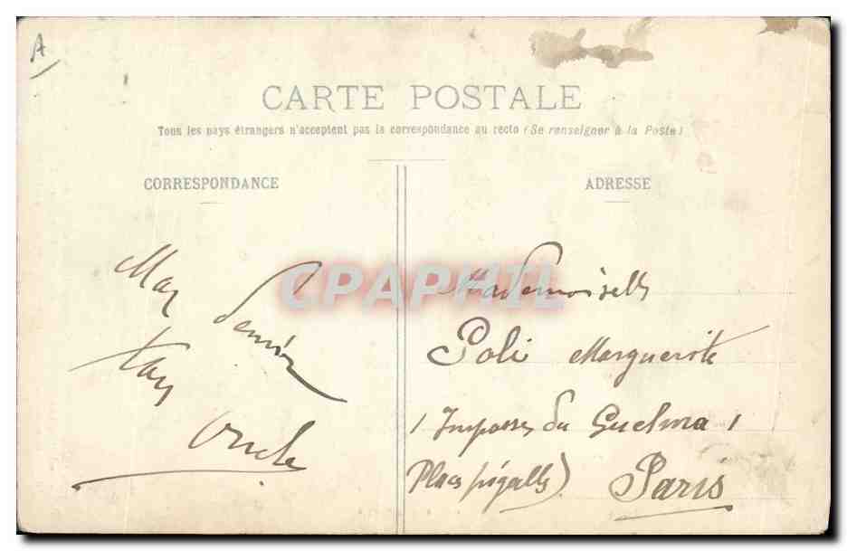 CPA Folklore Normandie Servante de Fecamp — Verso