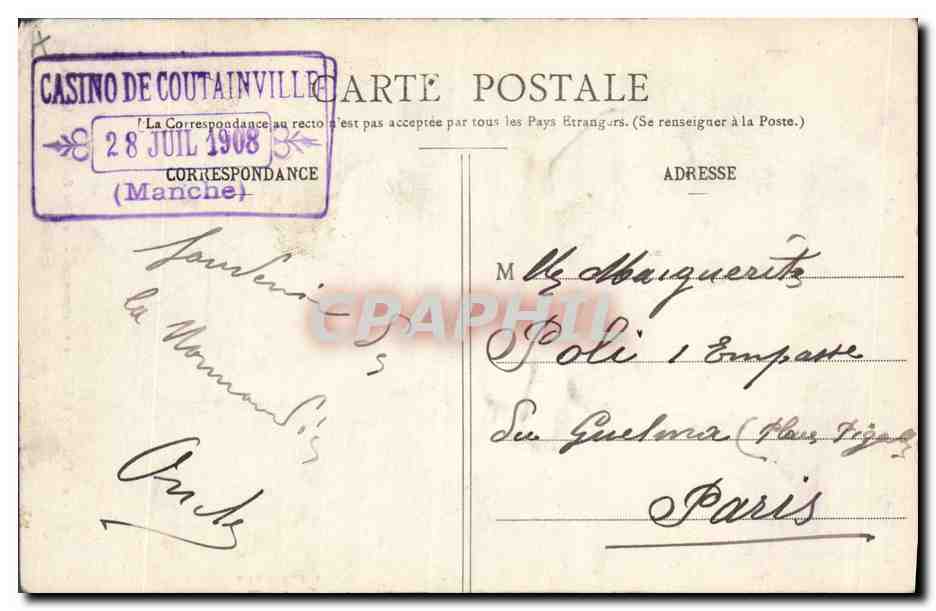 CPA Folklore Normandie Coutances — Verso