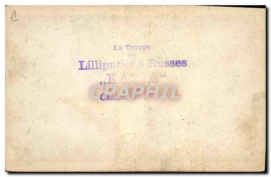 CPA Nain Nains Lilliputiens russes Katia Casino de Paris Russie Russia — Verso