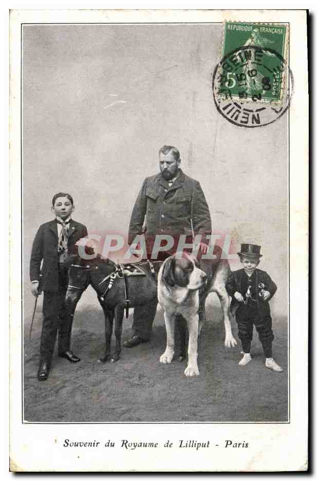 CPA Nain Nains Souvenir du Royaume de Lilliput Paris Chien poney 