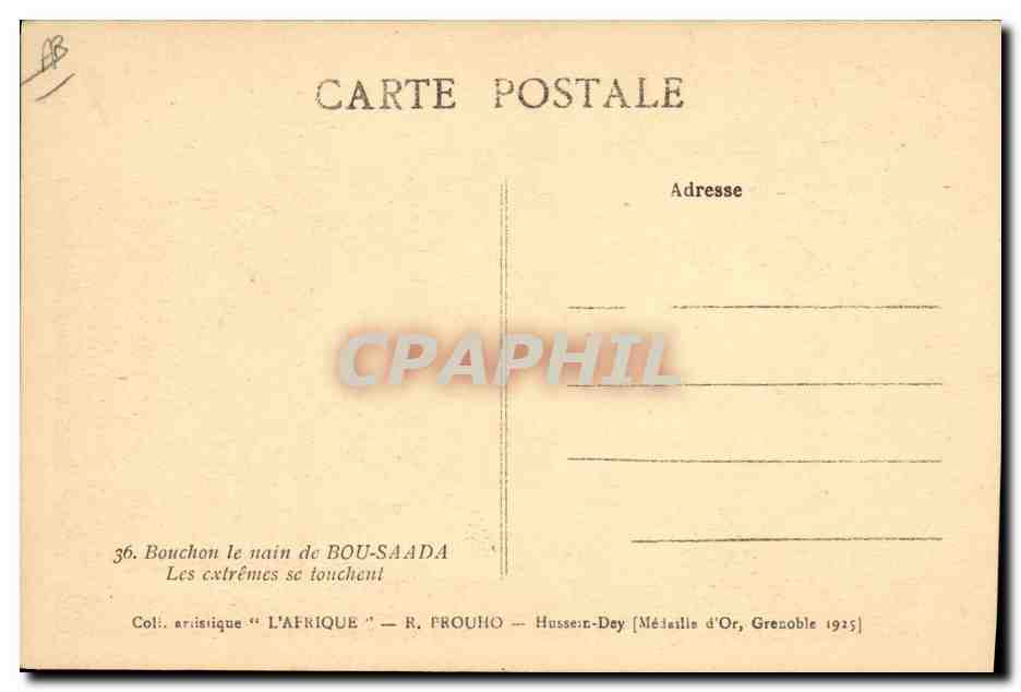 CPA Nain Nains Bouchon le nain de Bou-Saada  — Rückseite