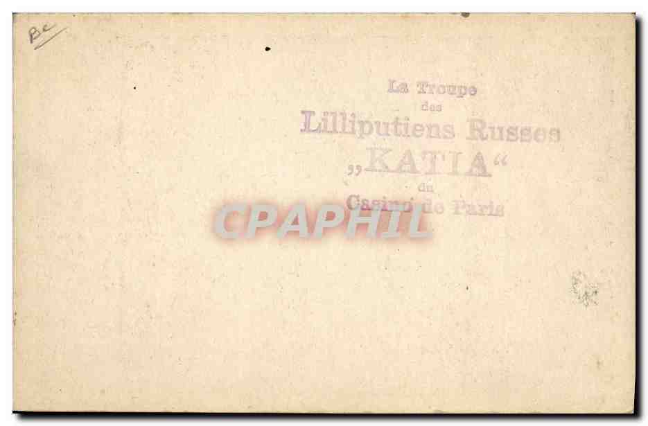 CPA Nain Nains Lilliputiennes Russes Katia Casino de Paris  — Rückseite