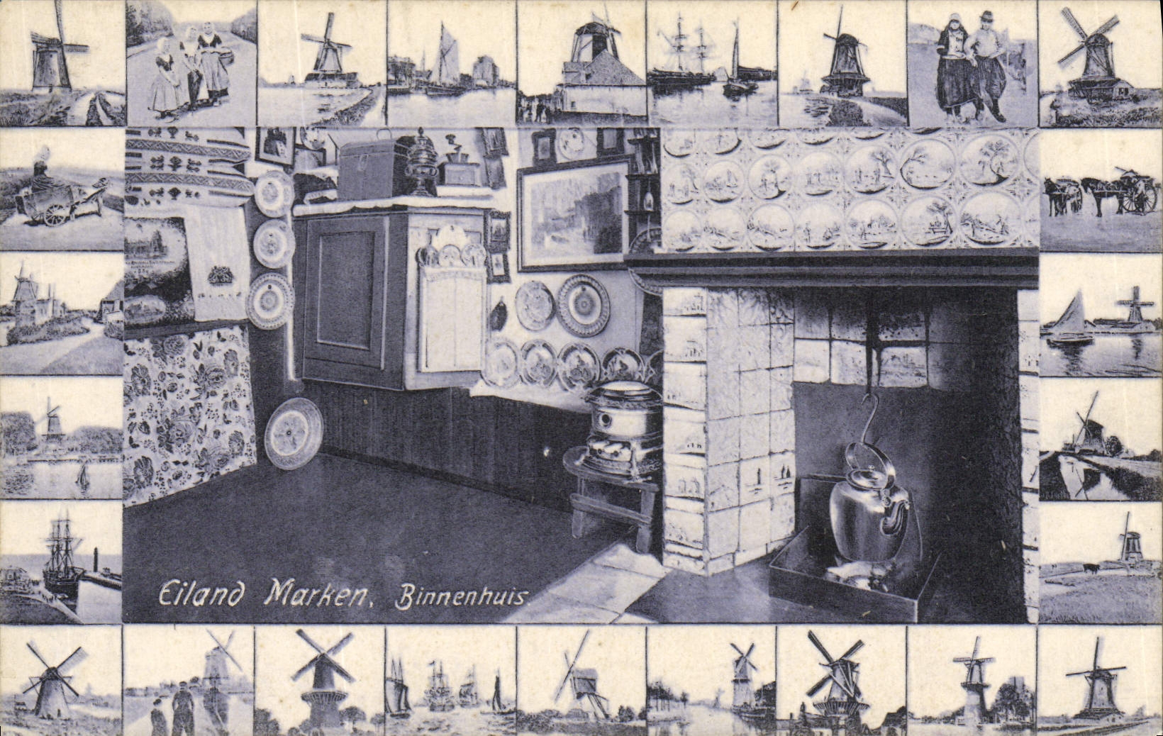 Eiland Marken, Binnenhuis — vue intérieure décorée de motifs néerlandais — Dr Trenkler, Leipzig
