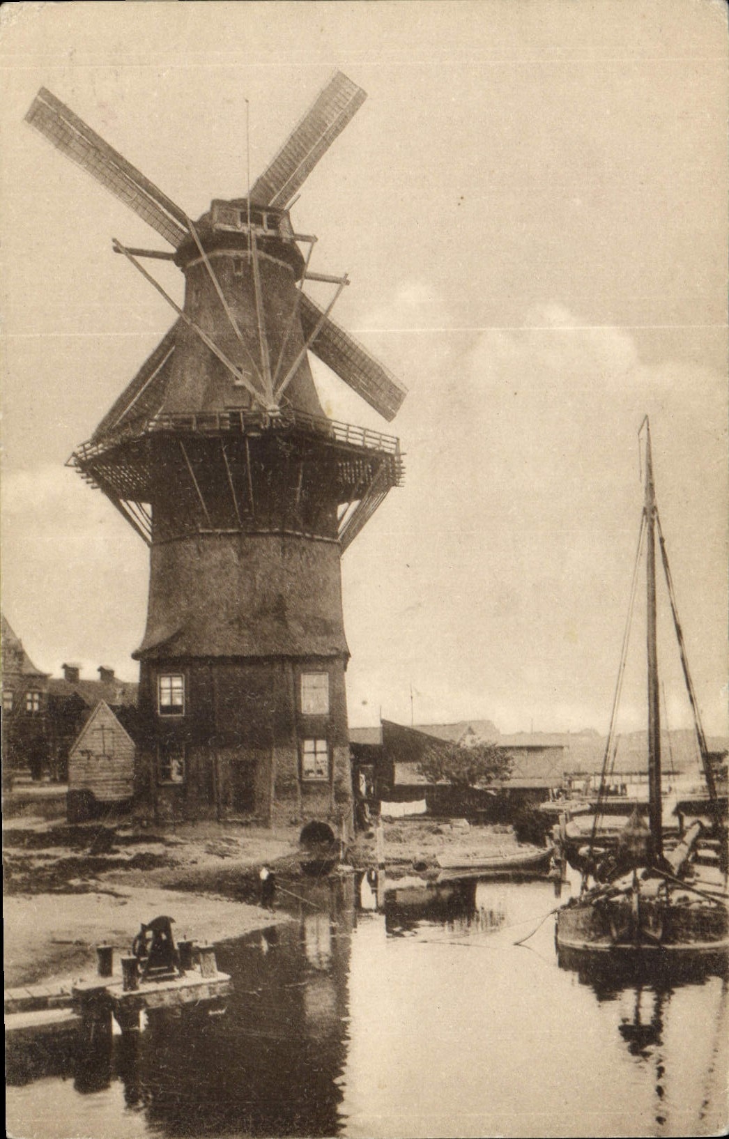 CPA Moulin a vent De Molen aan de Nieuwre Waart Amsterdam