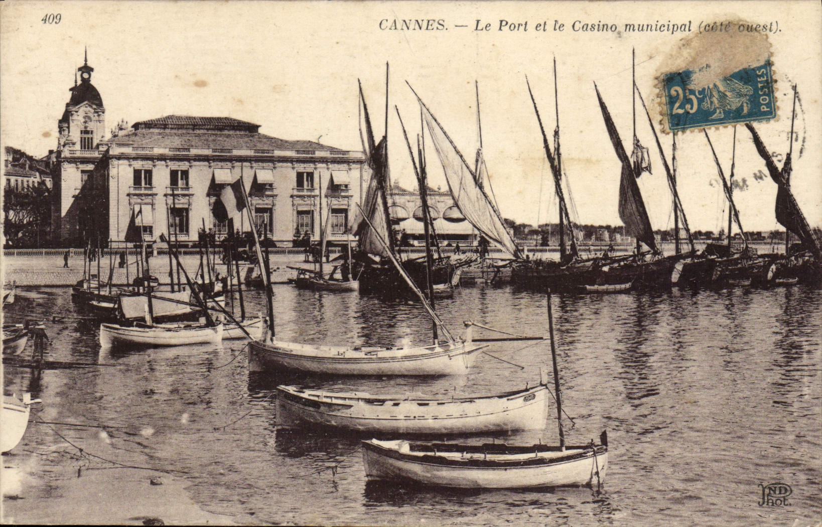 CANNES — Le Port et le Casino municipal (côté ouest). — Éditeur ND HOL, n° 409