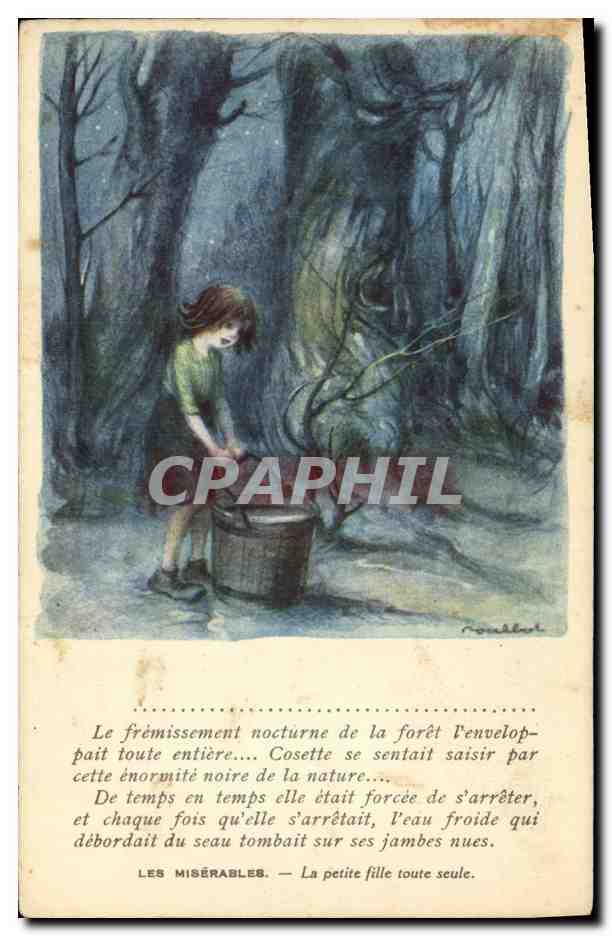 CPA Fantaisie Illustrateur Poulbot Victor Hugo Les Miserables La petite fille toute seule