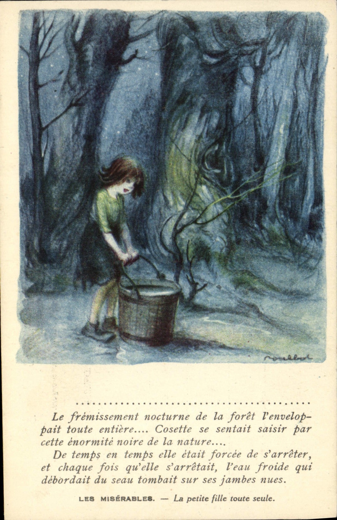 CPA Fantaisie Illustrateur Poulbot Victor Hugo Les miserables GLa petite fille toute seule