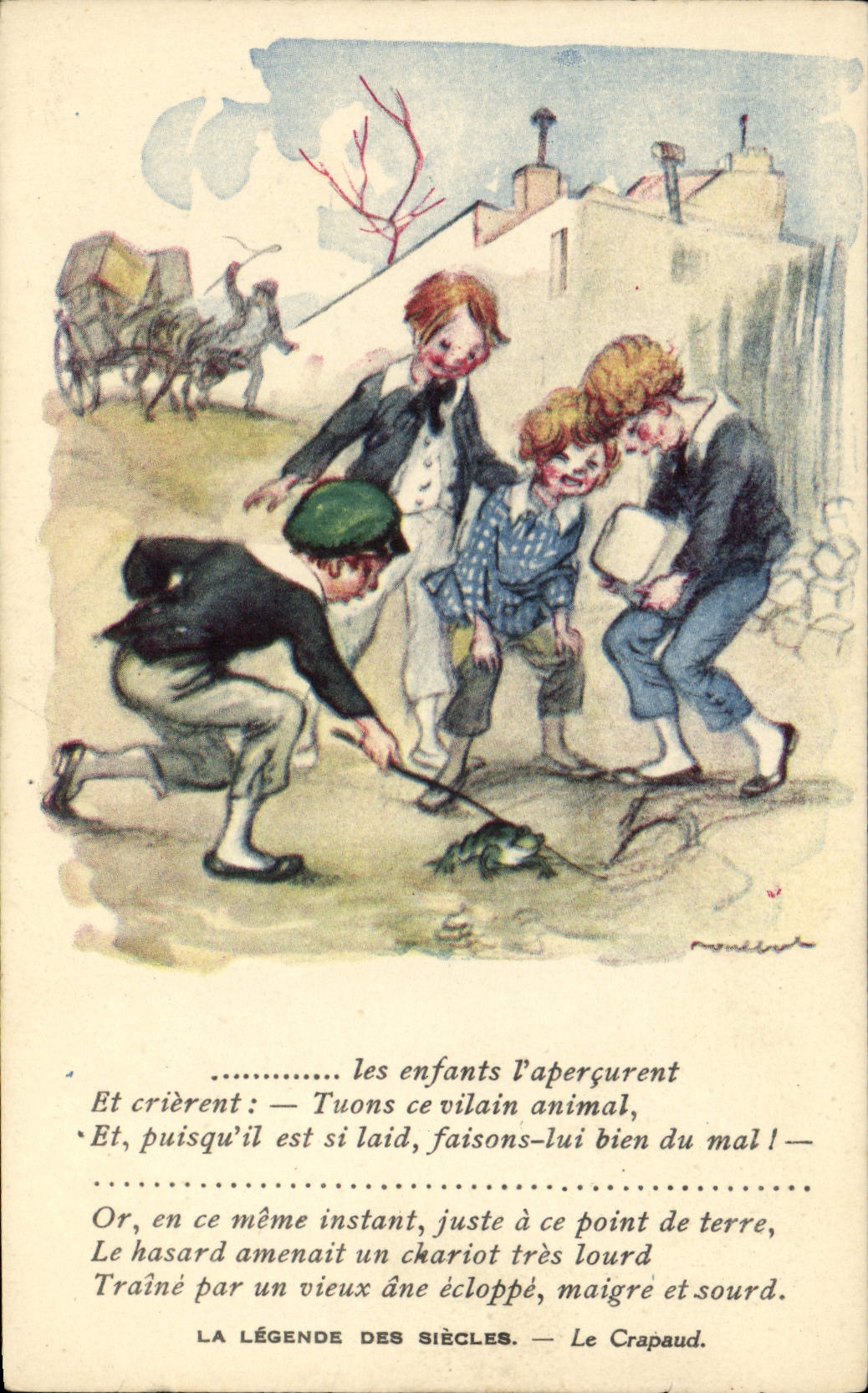 CPA Fantaisie Illustrateur Poulbot Victor Hugo La legende des siecles Le crapaud