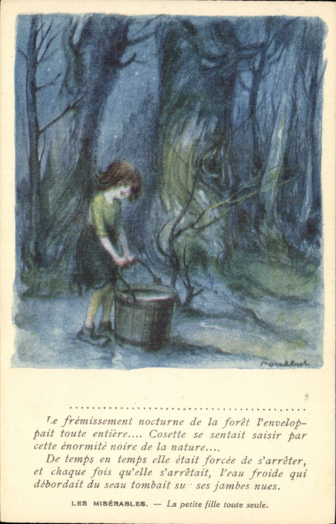 CPA Fantaisie Illustrateur Poulbot Victor Hugo Les miserables La petite fille toute seule