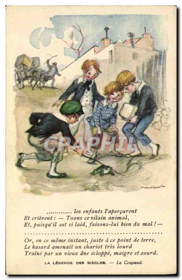 CPA Fantaisie Illustrateur Poulbot Victor Hugo La legende des siecles Le crapaud
