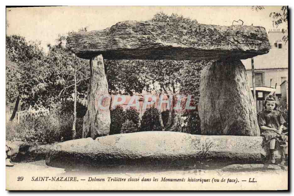 CPA Menhir Dolmen Saint Nazaire Dolmen Trilittre Enfant