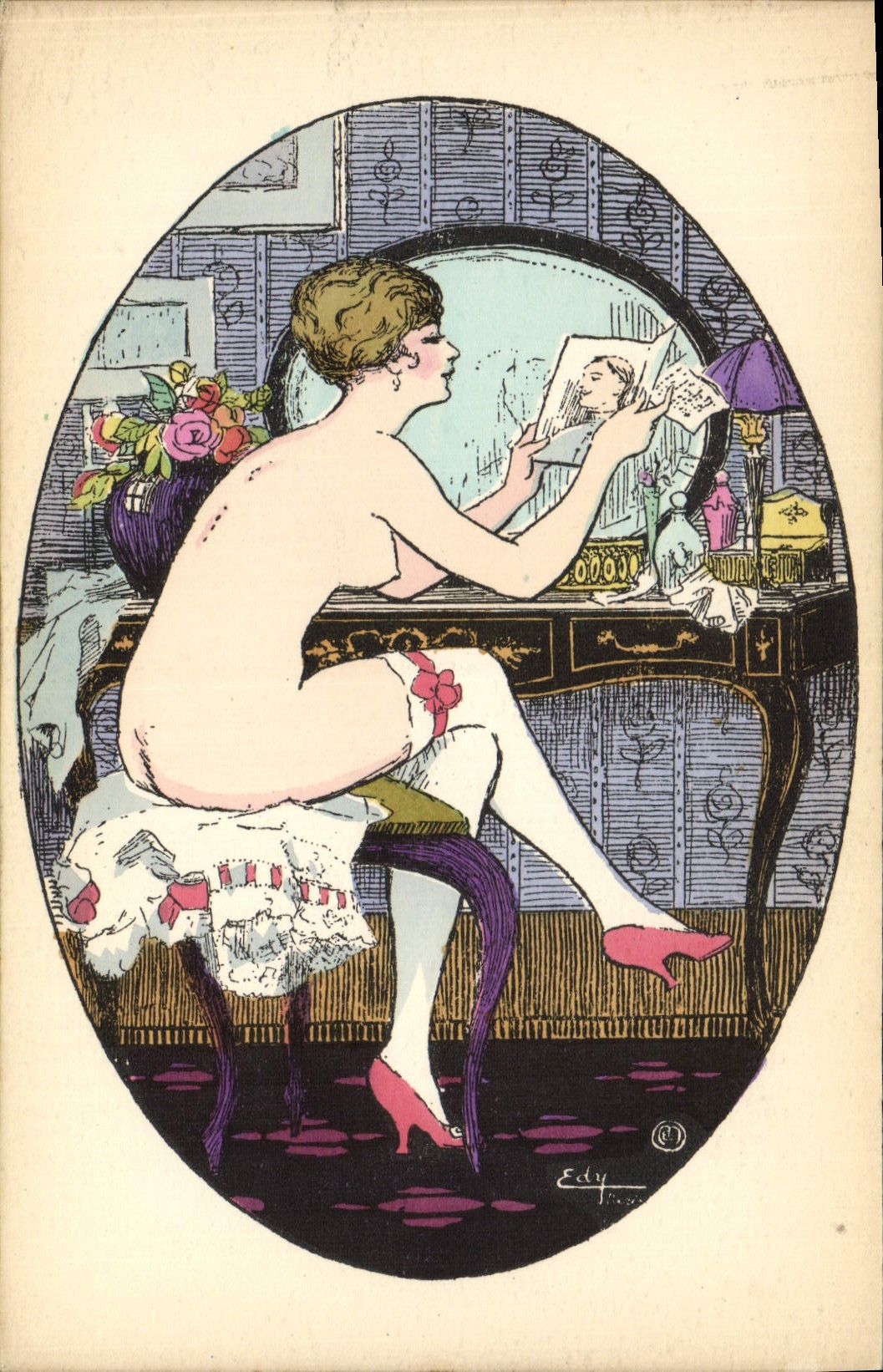 Femme nue devant un miroir — Éditeur J. Picot, Paris — Série II