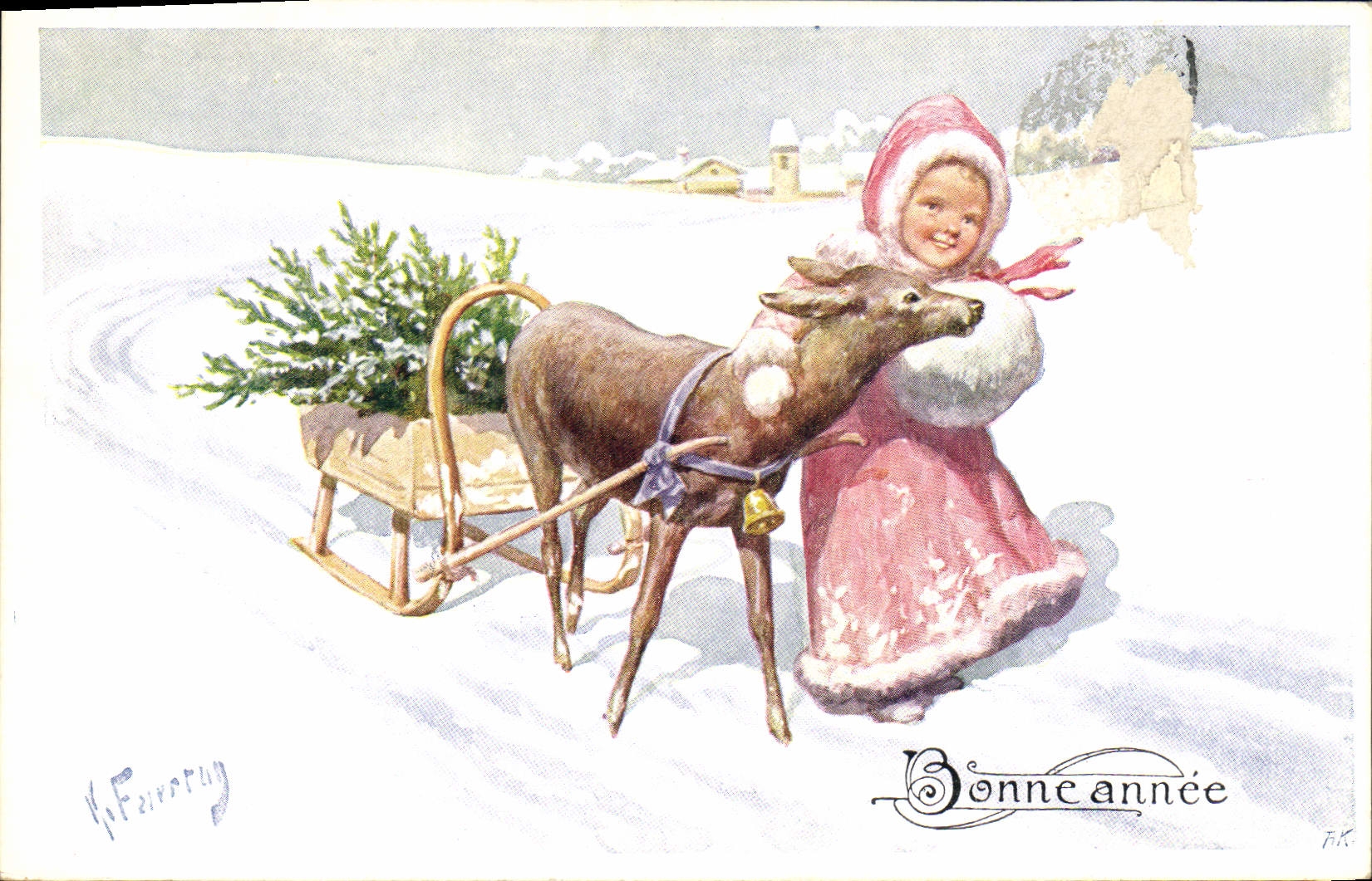 CPA Fantaisie Illustrateur Feiertug Enfant Biche