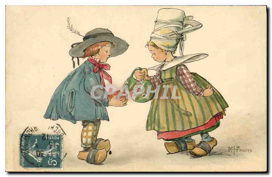 CPA Fantaisie Illustrateur Enfants Bretagne 