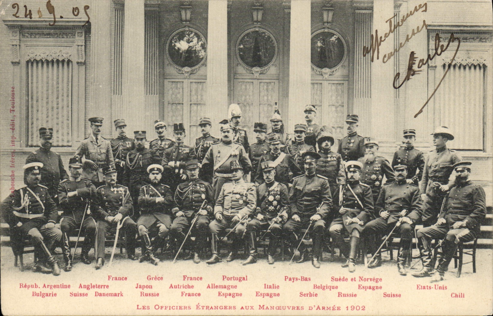 Les Officiers Étrangers aux Manœuvres d'Armée 1902 — Toulouse, édit. République Française