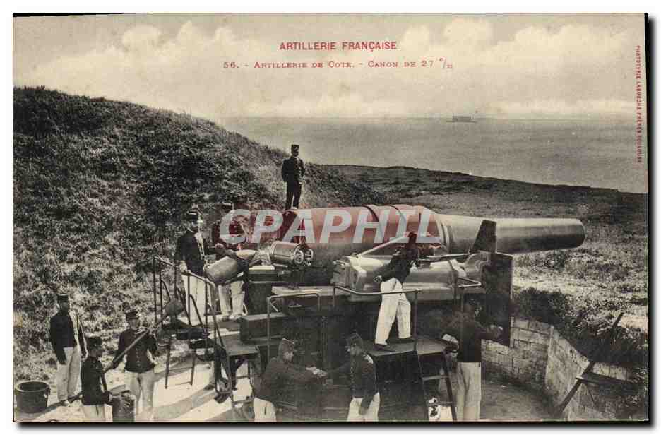 CPA Militaria Artillerie de Cote Canon de 27mm