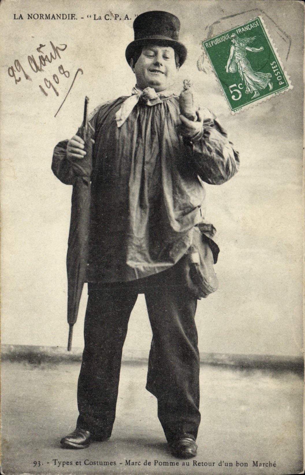CPA Folklore Normandie Marc de pomme au retour d'un bon marche 