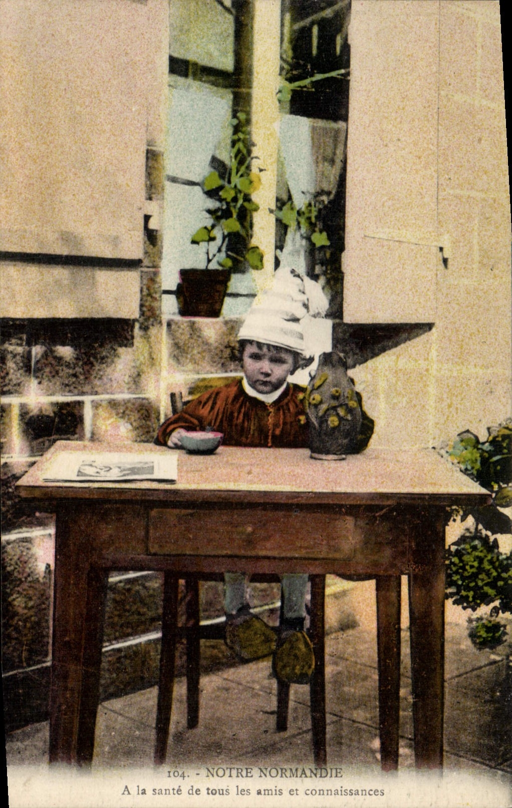 CPA Folklore Normandie A la sante Enfant