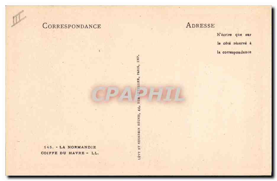 CPA Folklore Normandie Coiffe du Havre  — Verso